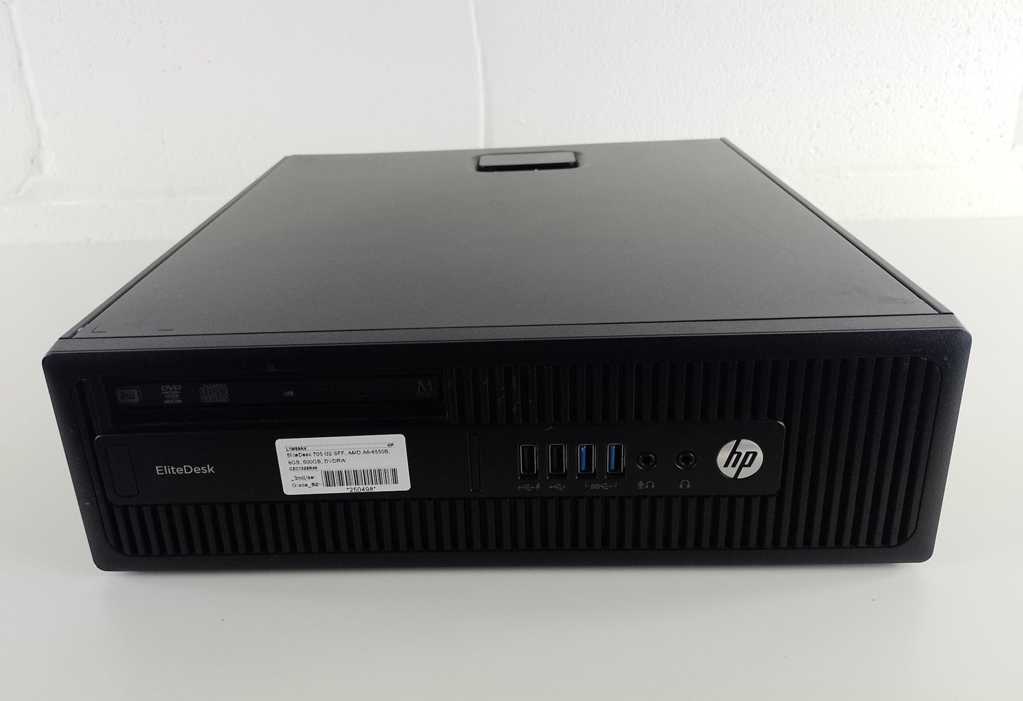 HP EliteDesk 705 G2 Small Form Factor Desktop PC, AMD A6-8550B, 8GB, 500GB, DVDRW